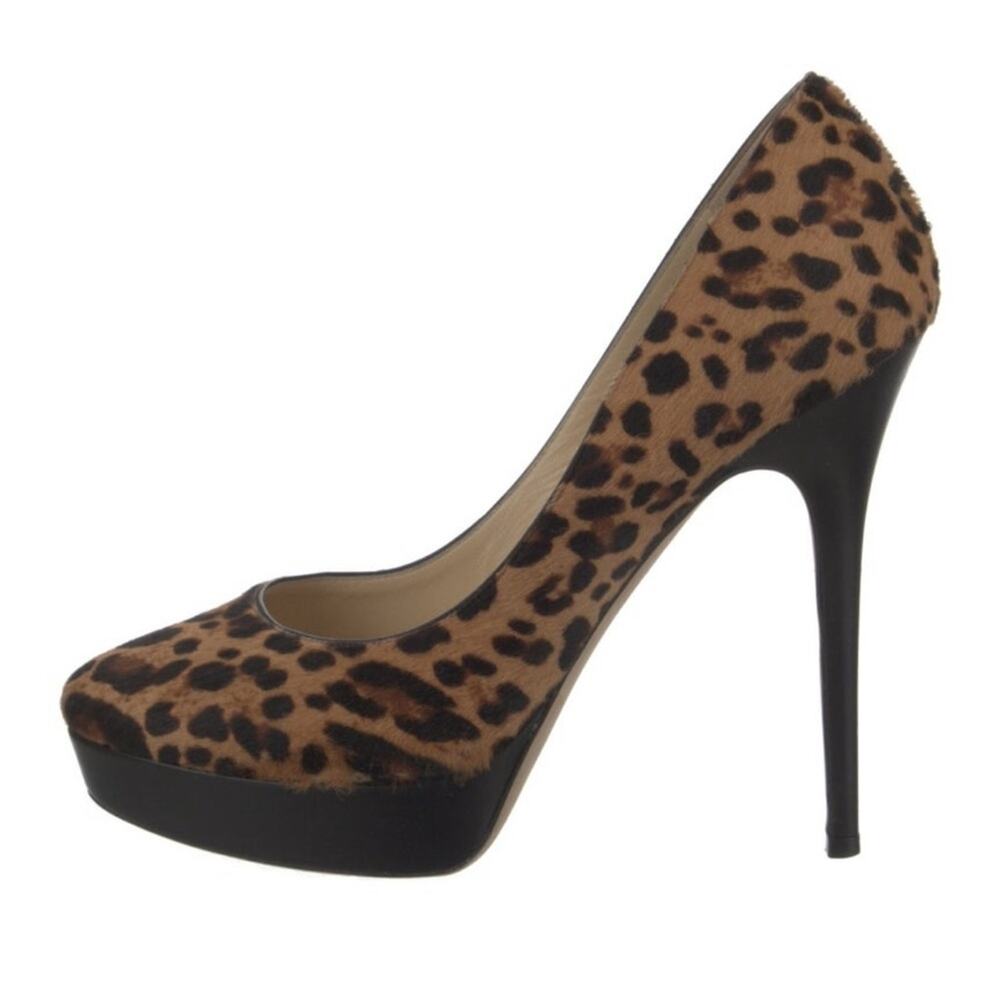 Jimmy Choo Ponyhair Leopard Print Platform Stiletto Heels EU 40